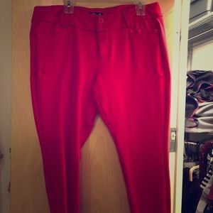 Red, skinny ankle pants